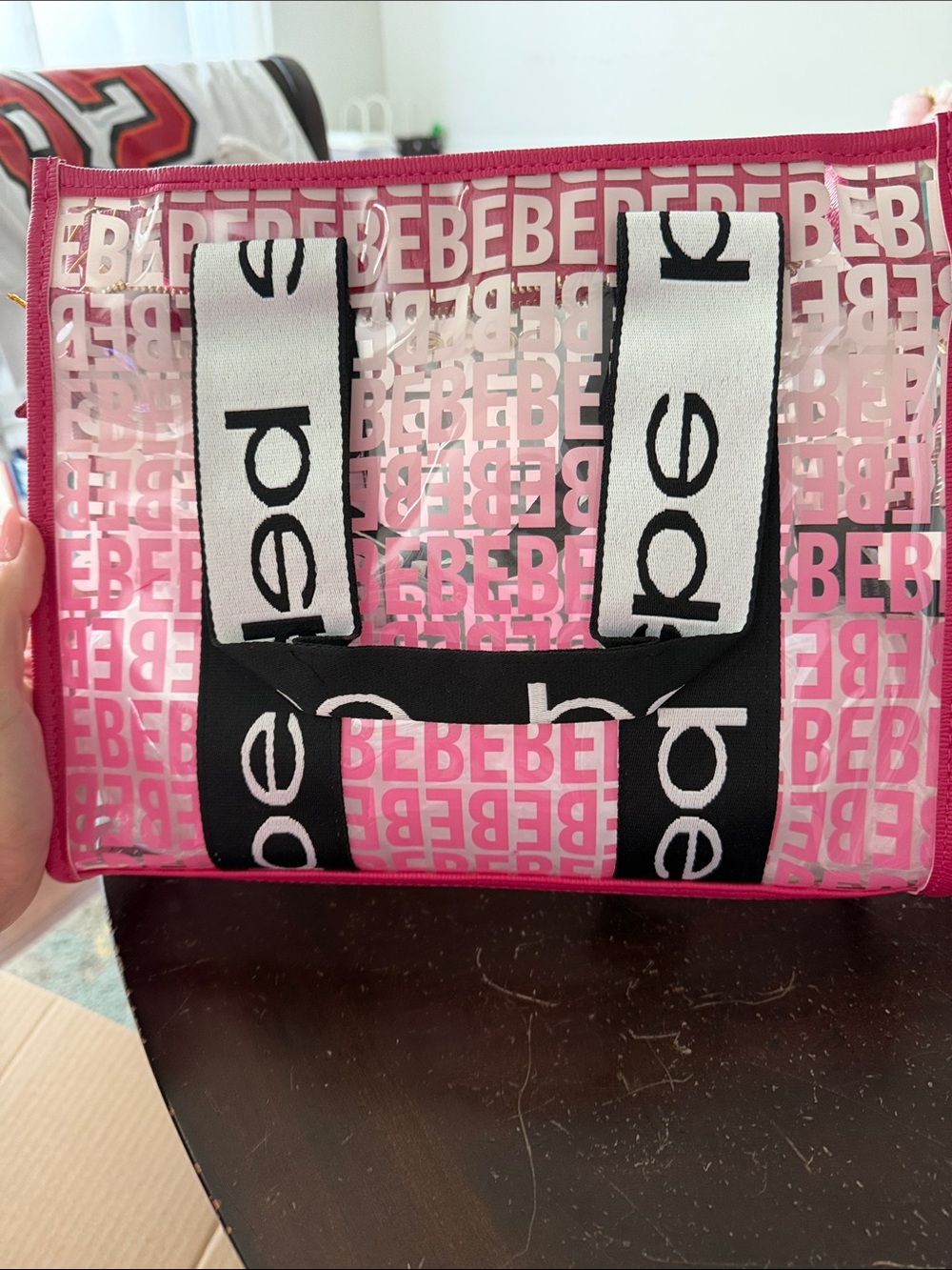 bebe Pink Clear Logo Tote with Removable Pink Pouch - Picture 2 of 5